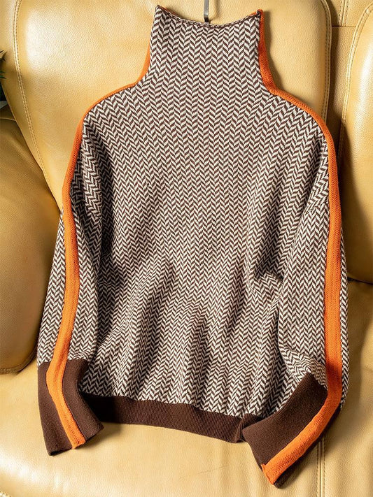 LUCÍA™ | JERSEY DE CUELLO ALTO CON RAYAS