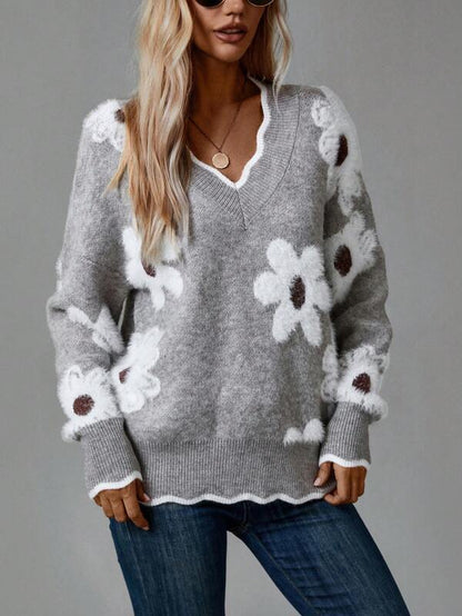 ELISA™ | Jersey Floral Elegante con Escote en V