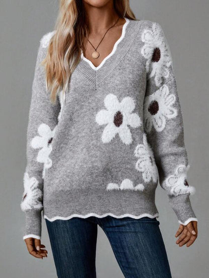 ELISA™ | Jersey Floral Elegante con Escote en V