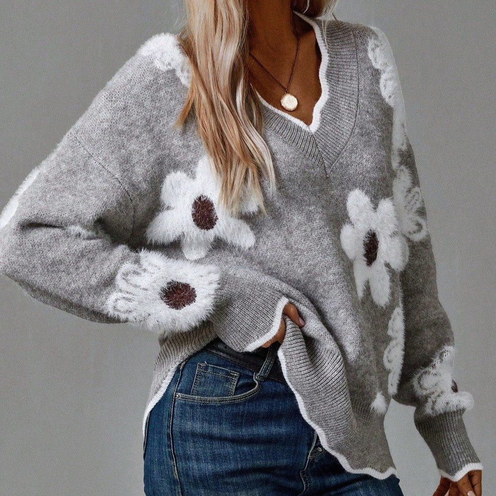 ELISA™ | Jersey Floral Elegante con Escote en V