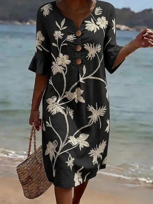 SARA™ | Vestido Casual con Estampado Floral