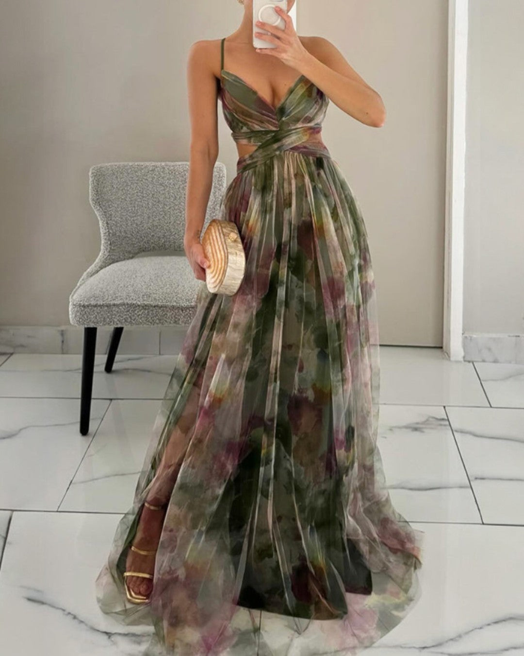 AROA™ | Vestido Largo Encantador con Estampado Floral