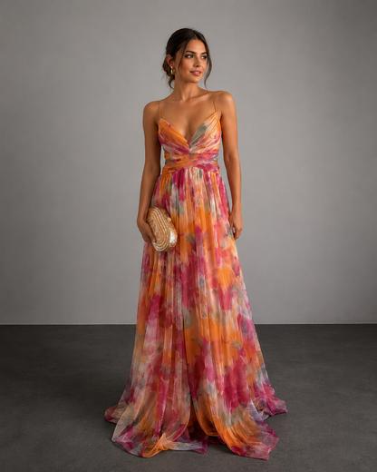 AROA™ | VESTIDO LARGO FASCINANTE CON ESTAMPADO FLORAL