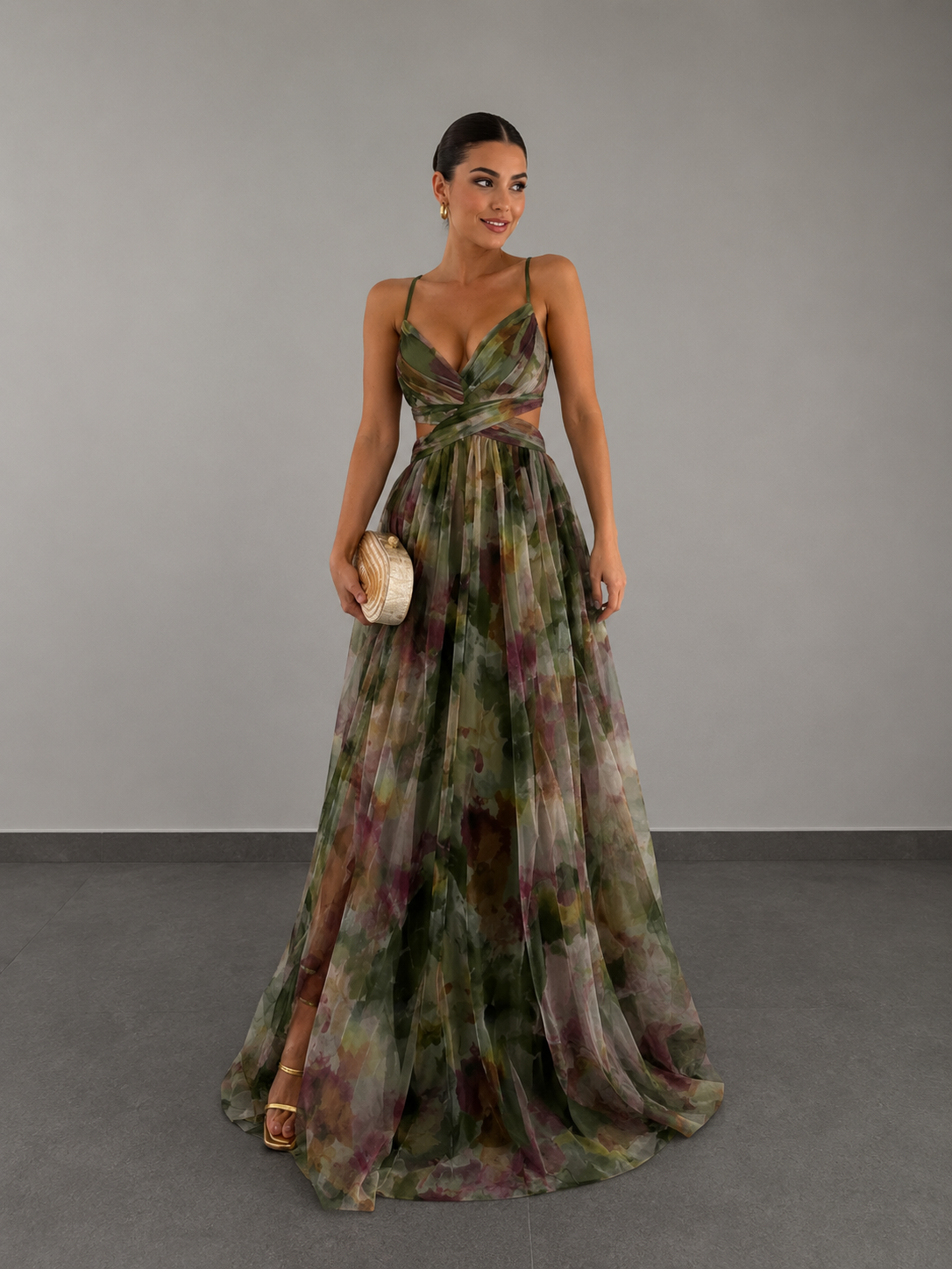 AROA™ | VESTIDO LARGO FASCINANTE CON ESTAMPADO FLORAL