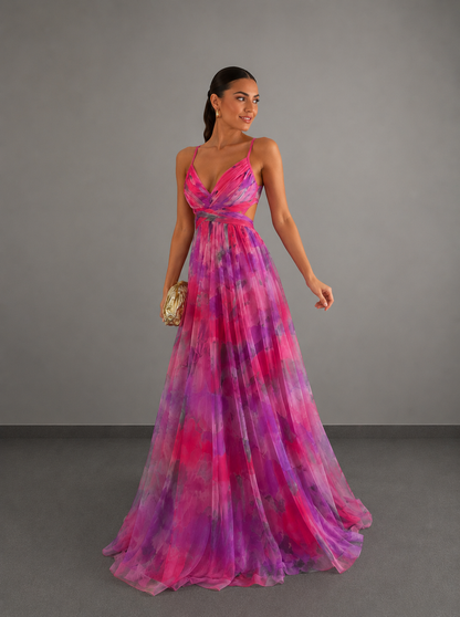 AROA™ | VESTIDO LARGO FASCINANTE CON ESTAMPADO FLORAL