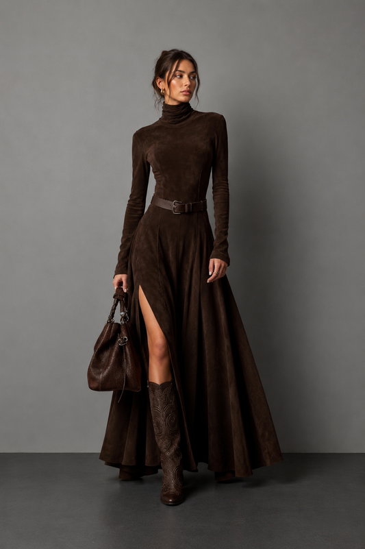 ADELE™ | VESTIDO LARGO ELEGANTE CON CINTURÓN