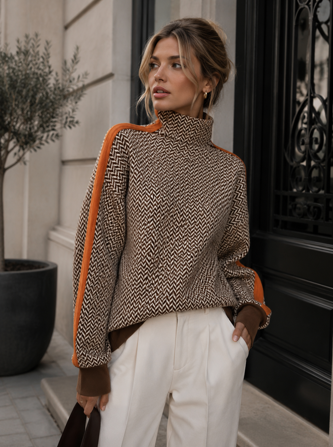 LUCÍA™ | JERSEY DE CUELLO ALTO CON RAYAS