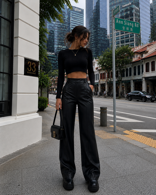 EMILIA™ | PANTALÓN LARGO DE PIEL