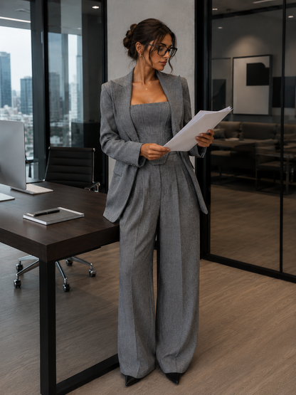 CELIA™ | CONJUNTO DE TRES PIEZAS CON BLAZER CRUZADO