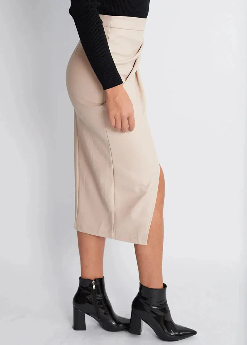 LUDOVICA™ | Falda midi de cuero
