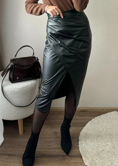 LUDOVICA™ | Falda midi de cuero