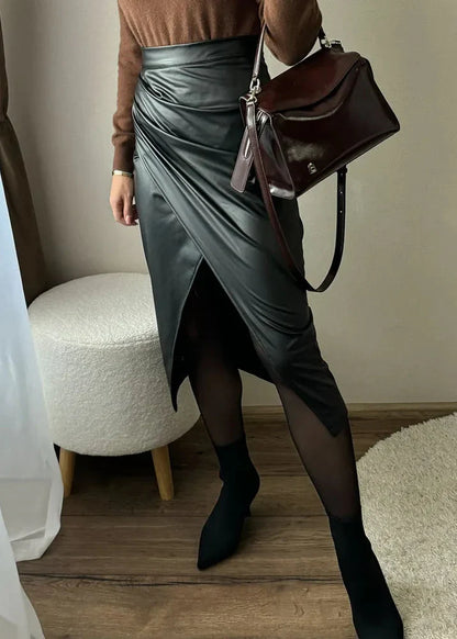 LUDOVICA™ | Falda midi de cuero