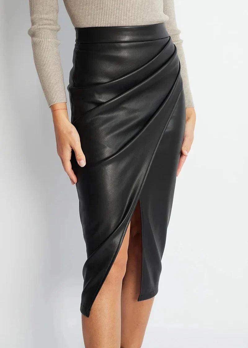LUDOVICA™ | Falda midi de cuero