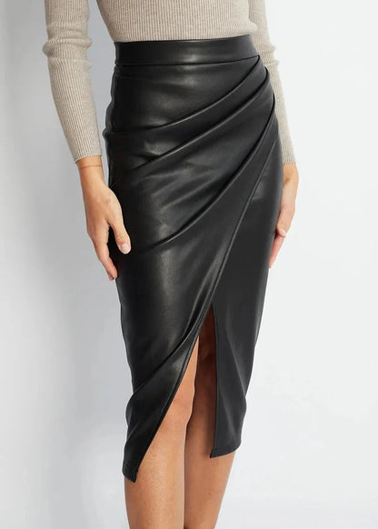 LUDOVICA™ | Falda midi de cuero
