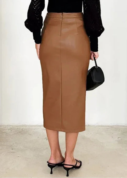 LUDOVICA™ | Falda midi de cuero
