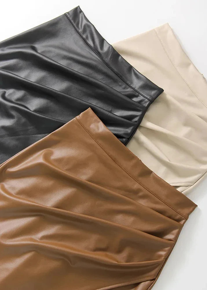 LUDOVICA™ | Falda midi de cuero