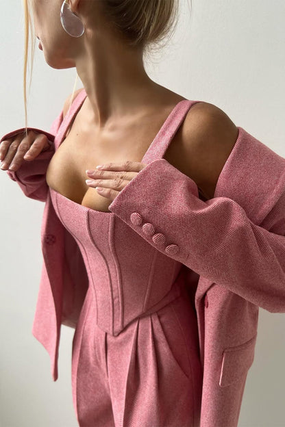 CELIA™ | CONJUNTO DE TRES PIEZAS CON BLAZER CRUZADO