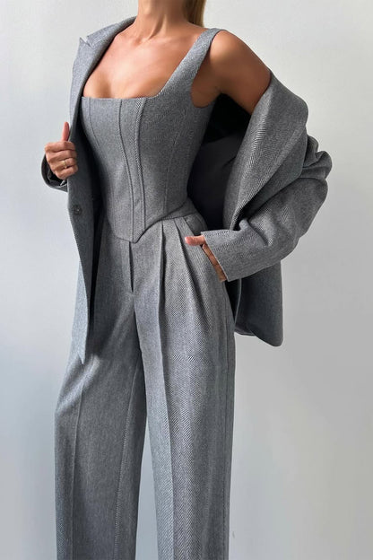 CELIA™ | CONJUNTO DE TRES PIEZAS CON BLAZER CRUZADO