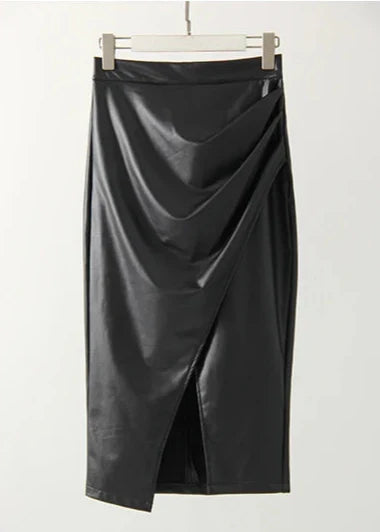LUDOVICA™ | Falda midi de cuero