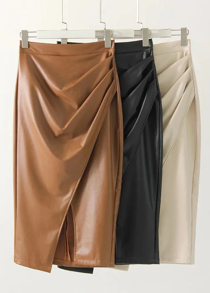LUDOVICA™ | Falda midi de cuero