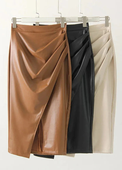 LUDOVICA™ | Falda midi de cuero