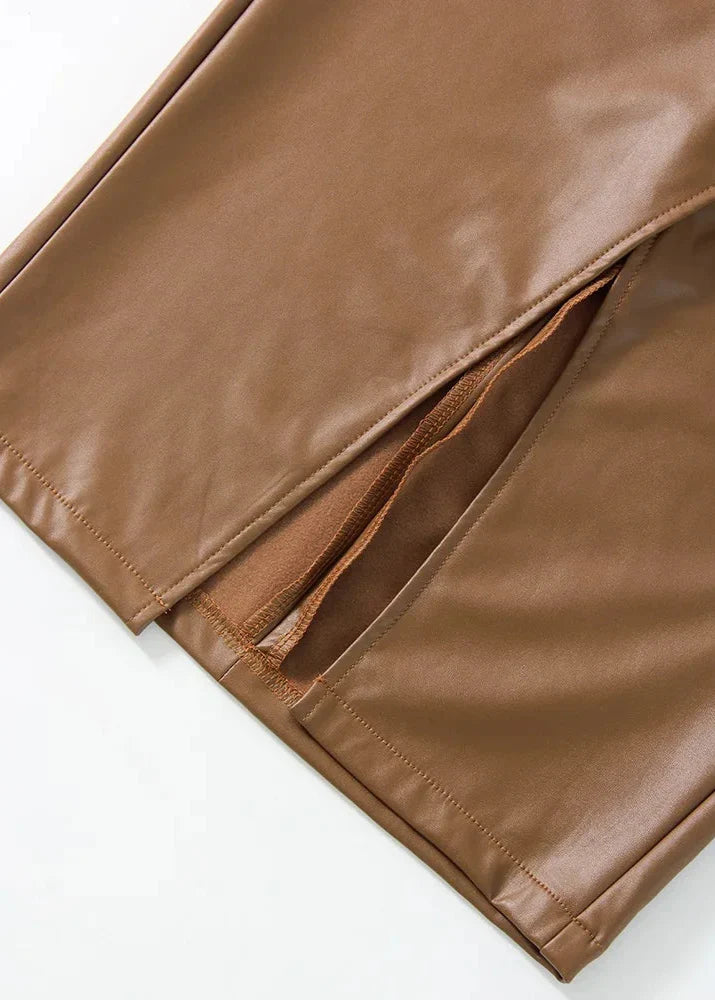 LUDOVICA™ | Falda midi de cuero