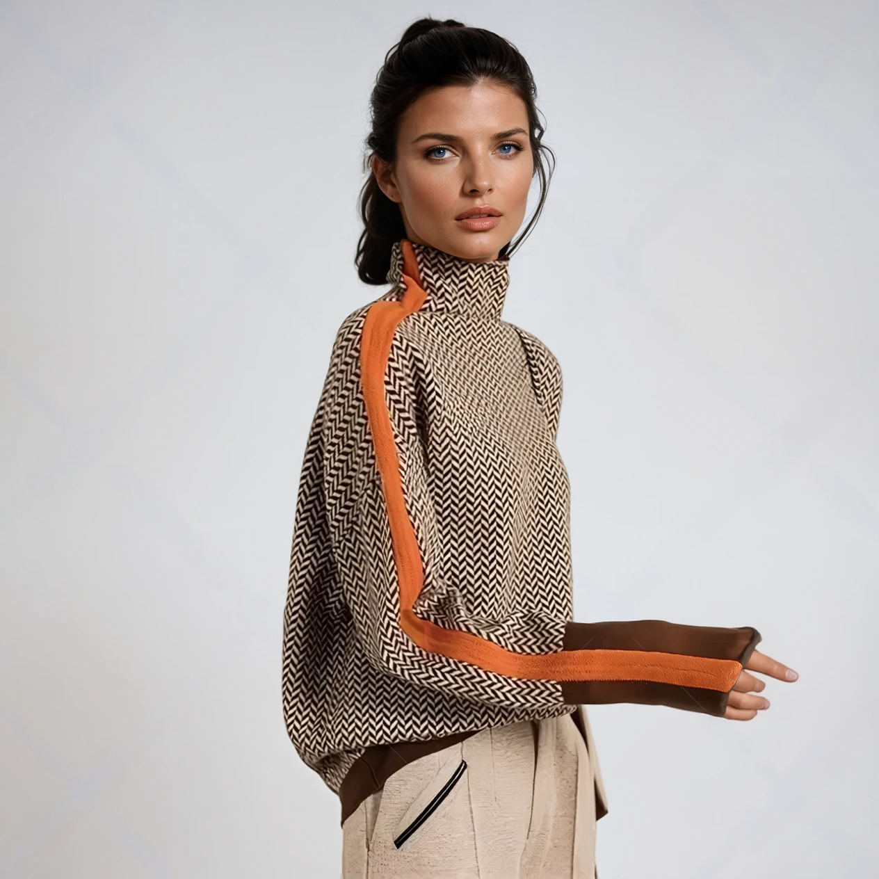 LUCÍA™ | JERSEY DE CUELLO ALTO CON RAYAS