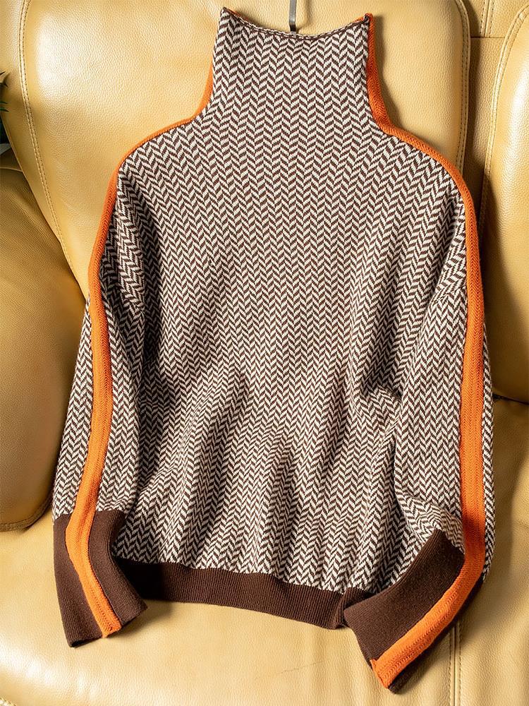 LUCÍA™ | JERSEY DE CUELLO ALTO CON RAYAS
